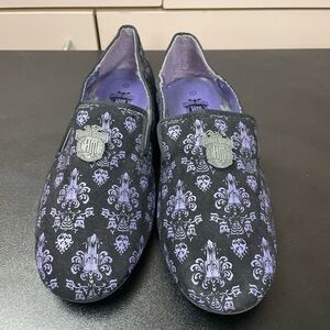 Disney Parks Haunted Mansion purple wallpaper textured women's loafer flats 8